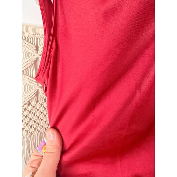 Zara Red Satin Christmas Dress Plus Size XXL One Sleeve Mini - Picture 9 of 13